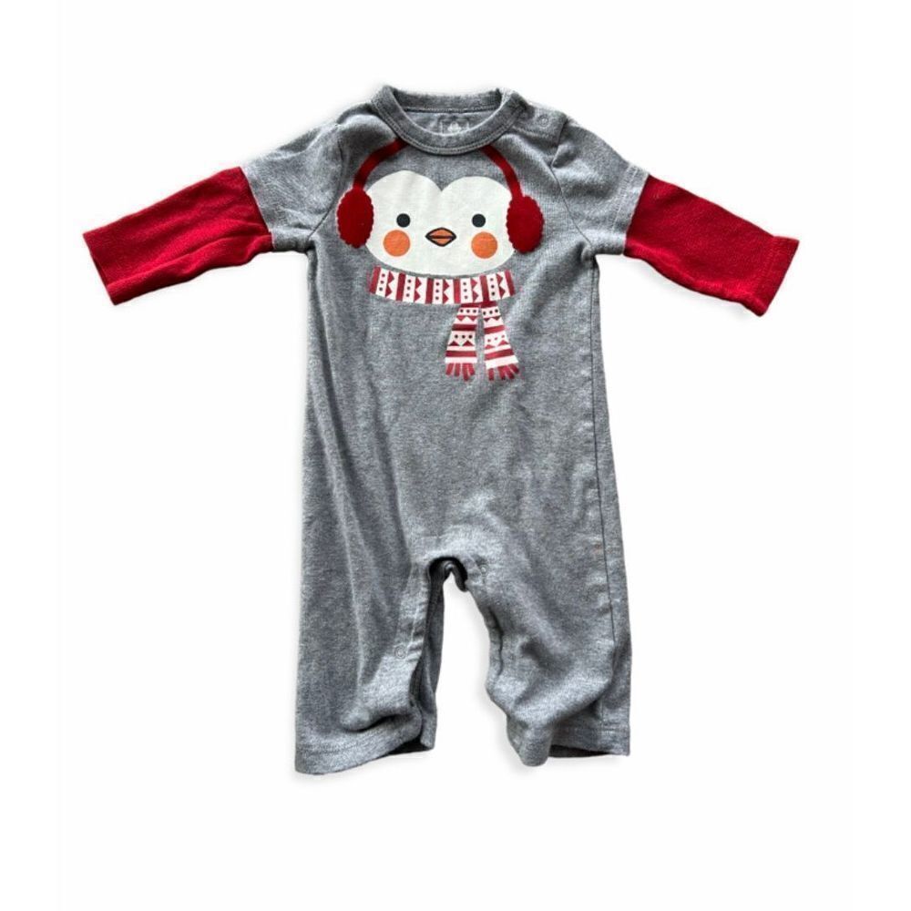 Baby Unisex Old Navy Penguin Christmas Holiday Coverall Romper - Sz 3-6 mo